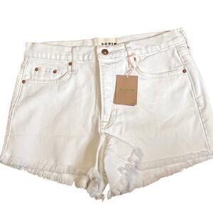 Boden Rigid Beach Shorts Ecru/white Denim Cut Off Shorts Womens NWT Size 29